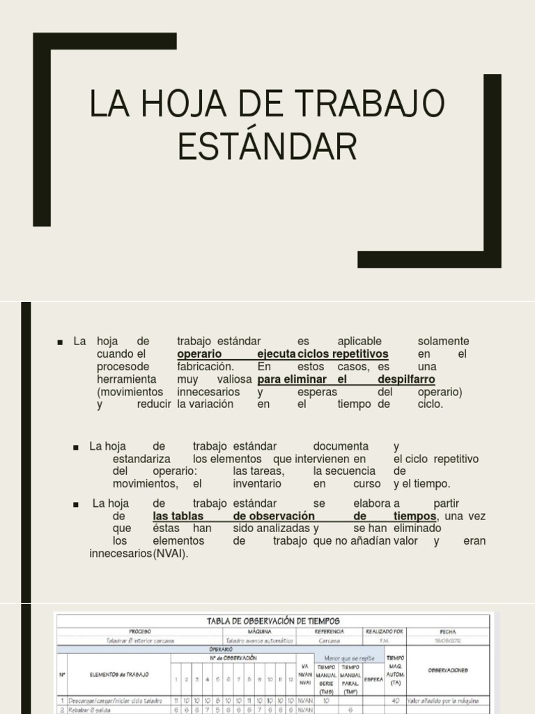 La Hoja de TRABAJO Estándar | PDF | Tecnología, image size:768x1024