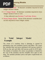 Integer Programming Models Types of Models