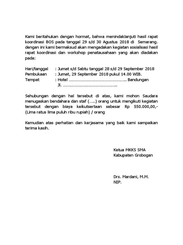 560+ Contoh Undangan Hasil Rapat Gratis