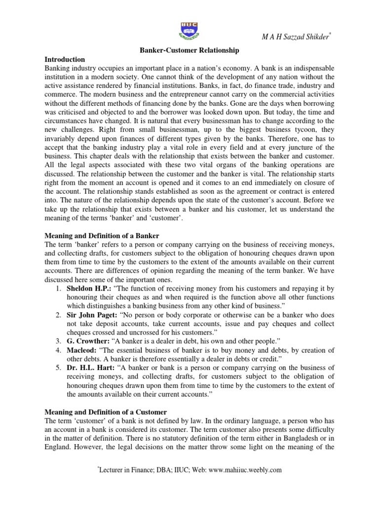 Banker-Customer Relationship Guide | PDF | Set Off (Law) | Lien
