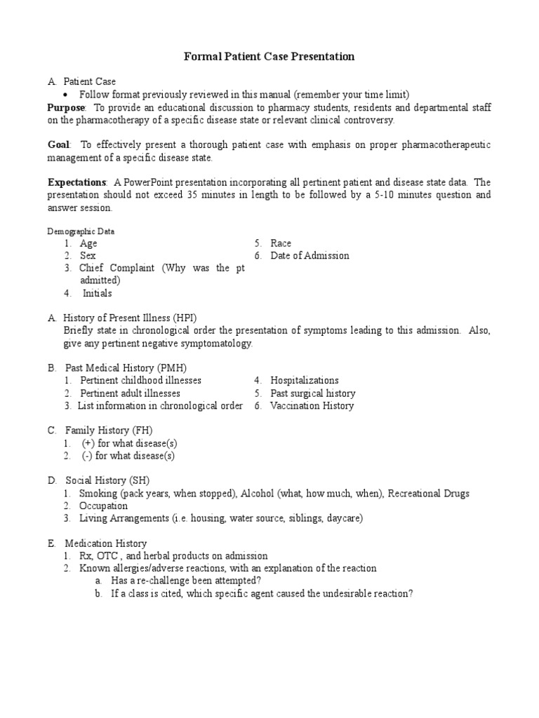 introducing a patient in a case study