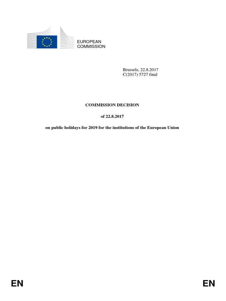Commission Holidays PDF European Union European Economic Community