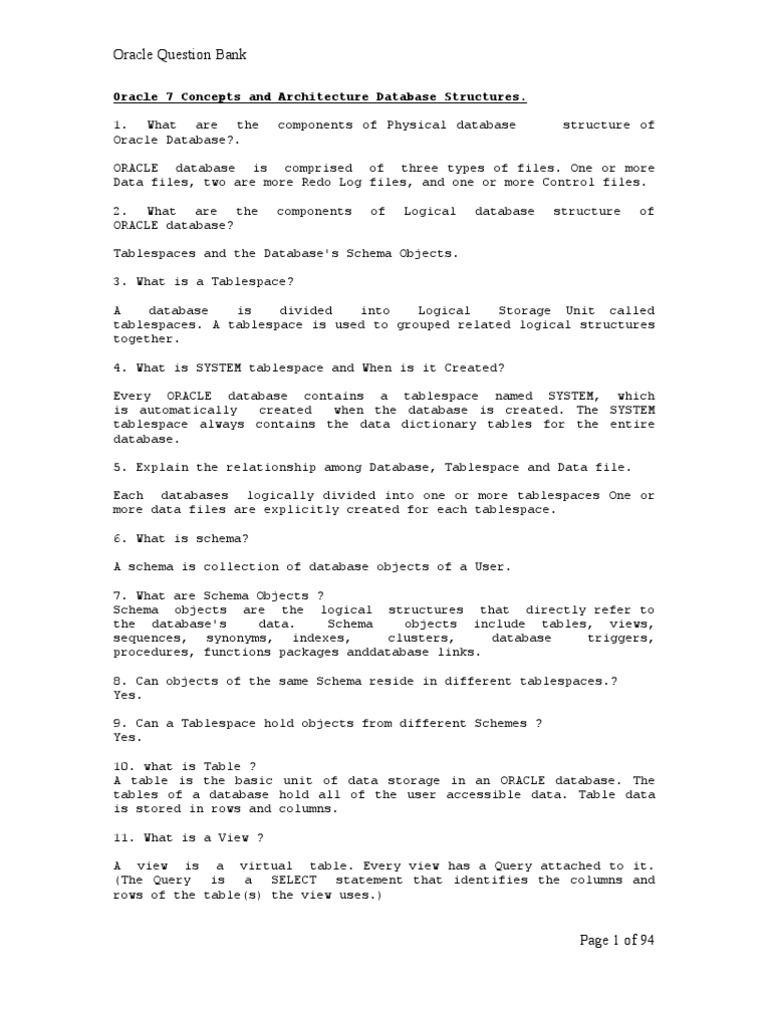 Oracle FAQs | PDF