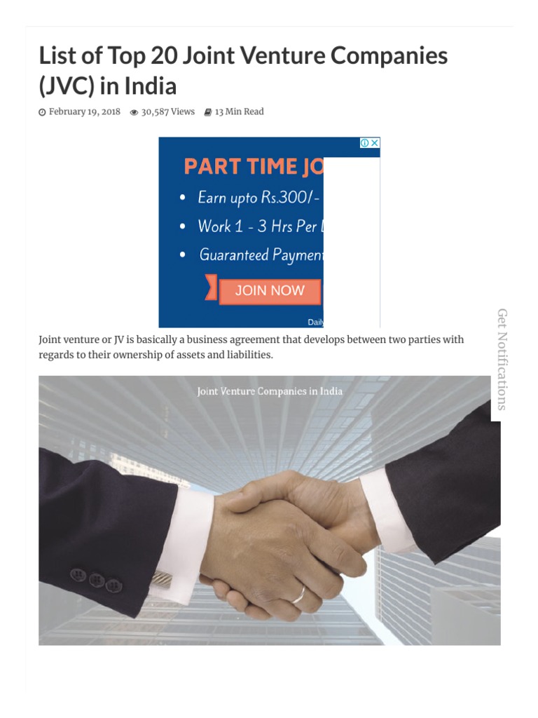 List of Top 20 Joint Venture Companies in India With Examples 2018