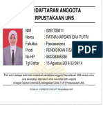 Bukti Pendaftaran Anggota Perpustakaan UNS - S081708011