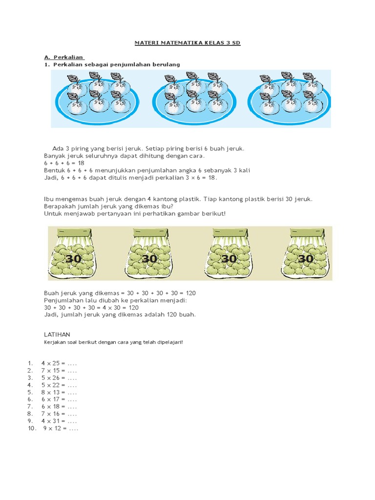 Materi Matematika Kelas 3 Sd