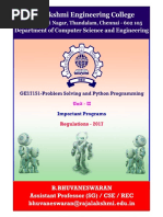 GE17151 PSPP Unit II Programs PDF