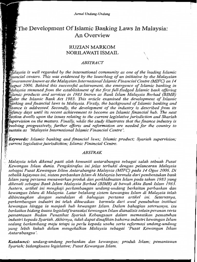 Islamic Banking Law in Malaysia Overview | PDF | Islamic Banking And ...