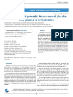 The Current and Potential Future Uses of Platelet Rich Plasma in Orthodontics
