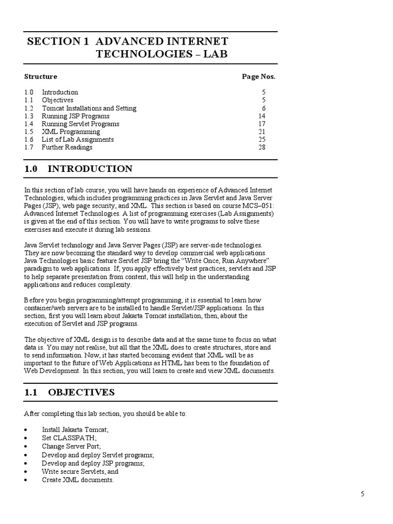 Advanced Internet Technologies Lab Guide | PDF | Java Servlet | Java ...