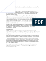 YPFB Ampliará Capacidad de Almacenaje de Combustibles en Oruro, La Paz y Santa Cruz