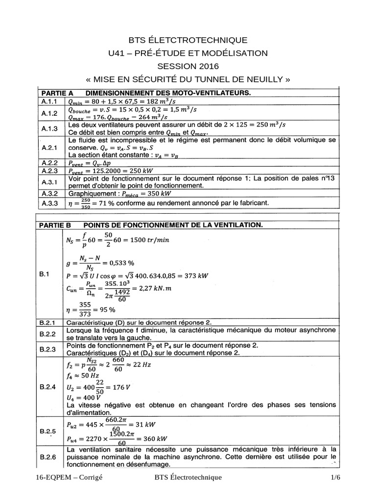 Sujet Bac Pro Mei 2021 Corrige 7475 Epreuve E41 Bts Electrotechnique Corrige 2016 | PDF