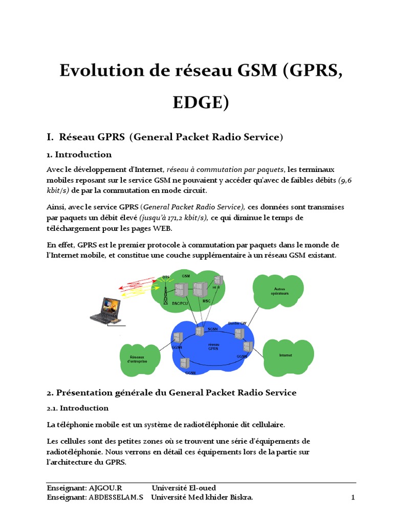 Evolution De Reseau Gsm Gprs Edge I Res Pdf Service General De Radio Par Paquets Gsm
