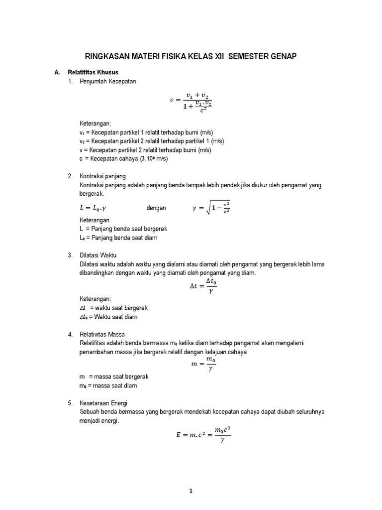 Ringkasan Materi Fisika Kelas Xii Semester Genap Pdf