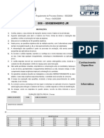 Prova de Engenharia Jr com 40 questões objetivas e instruções