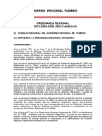 Gobierno Regional Tumbes: Ordenanza Regional #0031-2005-GOB. REG