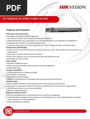Datasheet Of Ds 70huhi K2 V3 5 37 Pdf Hdmi Digital Video Recorder