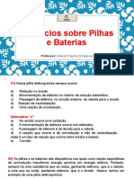 Exercícios sobre Pilhas e Baterias