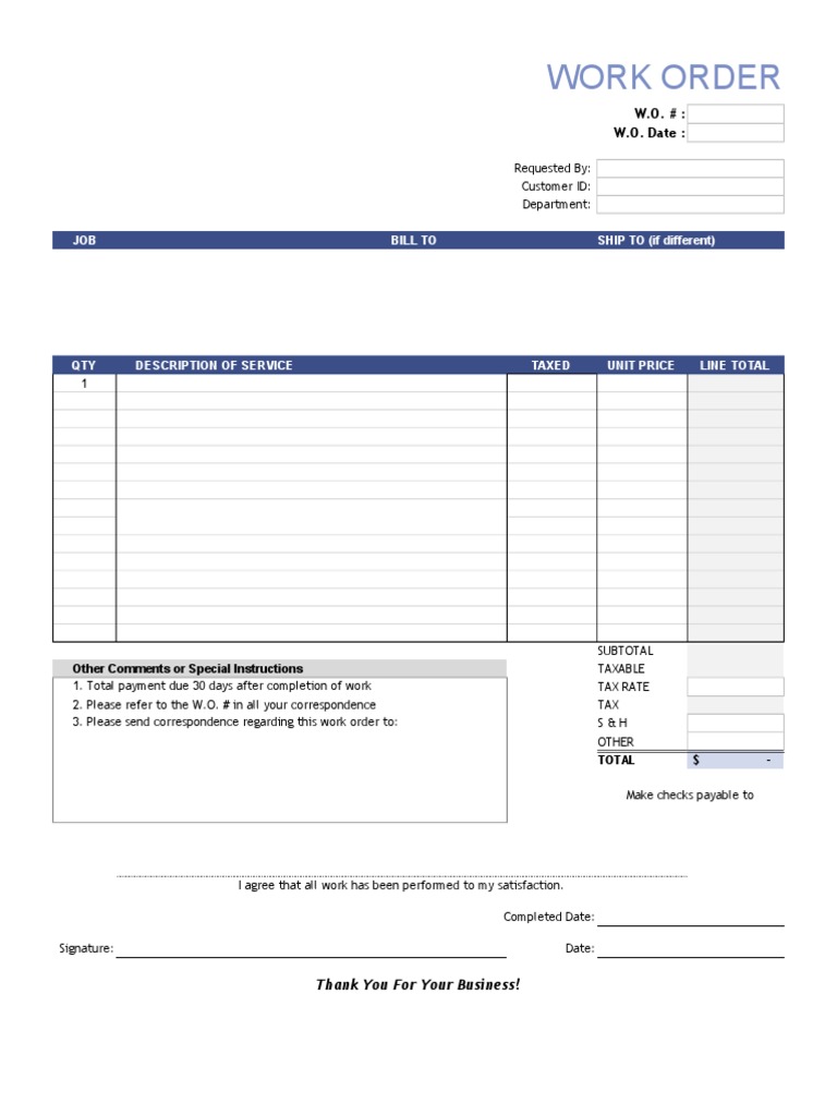 Work Order: JOB Bill To SHIP TO (If Different) PDF Services