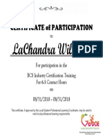Lachandra Williams Certificate