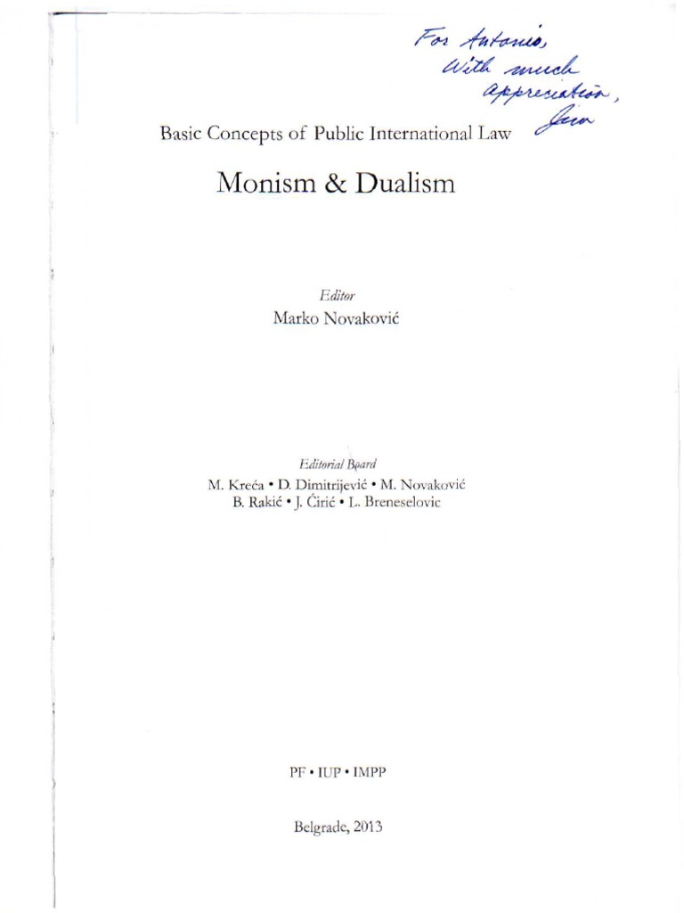 Basic Concepts Of Public International Law Monism Dualism Business