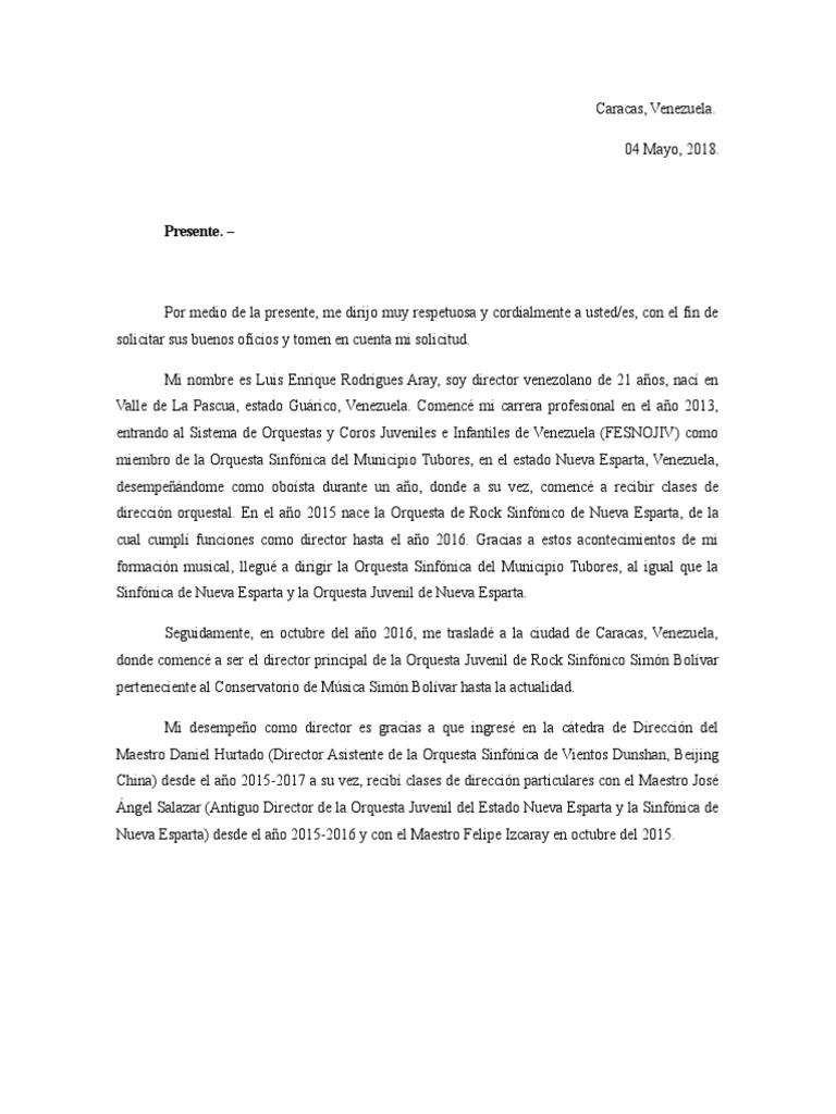 Carta Invitacion Pdf Venezuela Musica Clasica