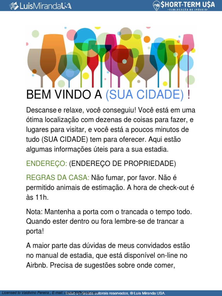 Carta de boas vindas em portugues