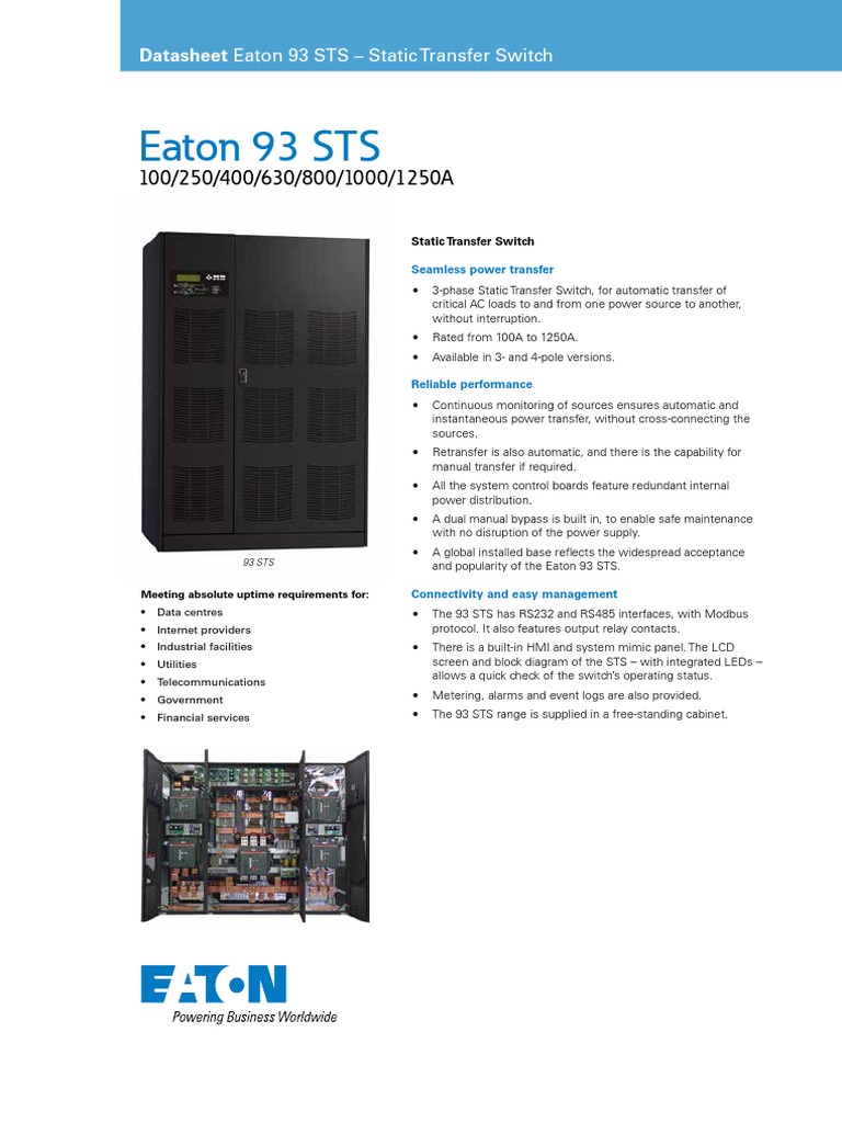 93 STS Eaton | PDF | Relay | Switch