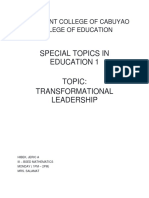 Special Topics in Education 1 Topic: Transformational Leadership