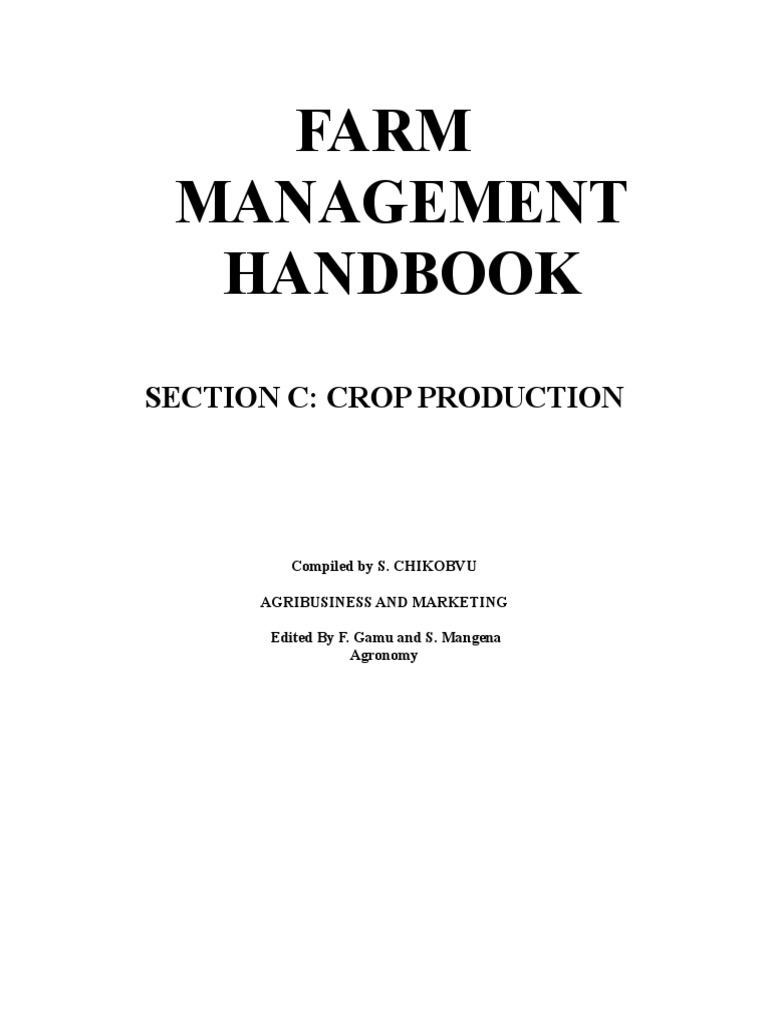 Farm Management Handbook (Crops) Irrigation Fertilizer