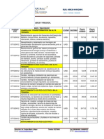 1.5 Tabla de Cantidades Y Precios.: Cámara de Transformación en Alta Tensión