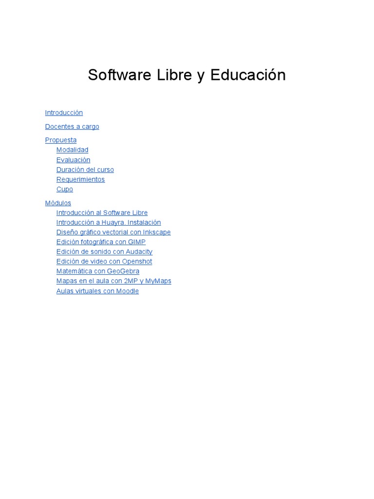 Capacitación en Software Libre para Docentes | PDF | Moodle | Software ...