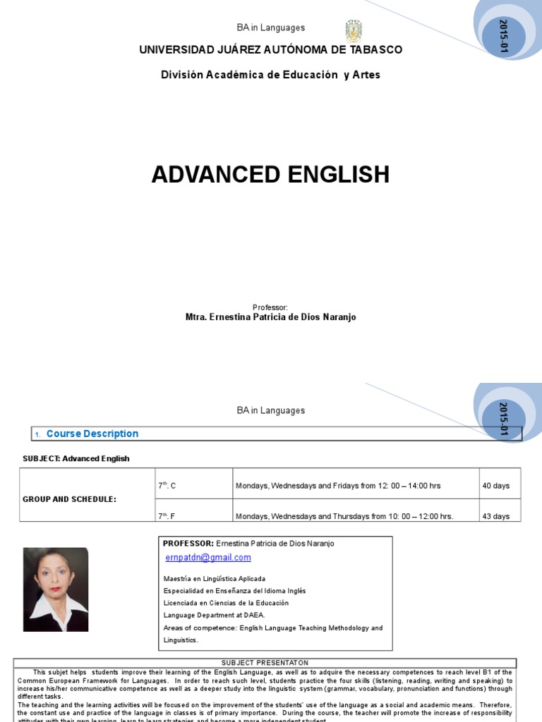 Advanced English Course Overview 2015 | PDF | Websites | Phrase