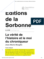 MOEGLIN, Jean-Marie - La Vérité de l’Histoire Et Le Moi Du Chroniqueur