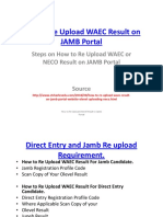 Steps On How To Re Upload Waec Result To Jamb Portal Website