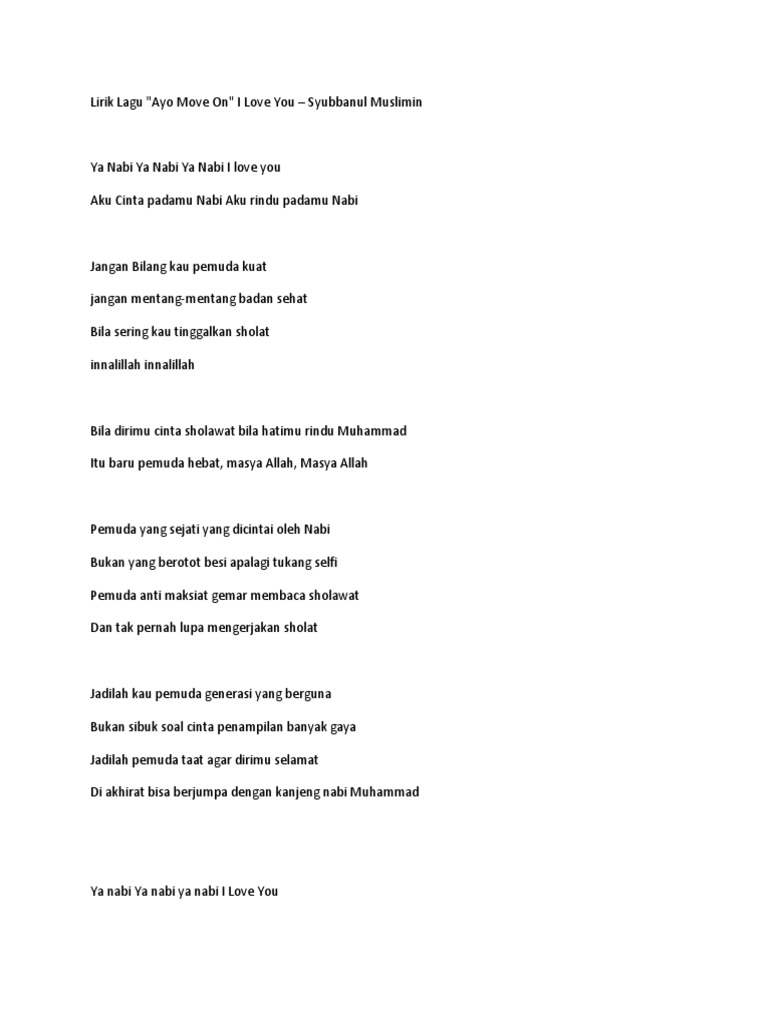 Lirik Move On Subanul Islam Docx