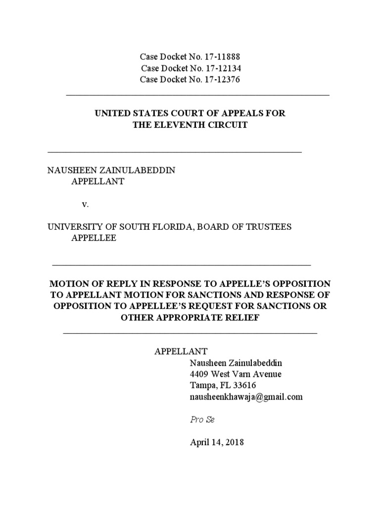 Final Reply Motion To Sanction PDF Certiorari Separation Of Powers