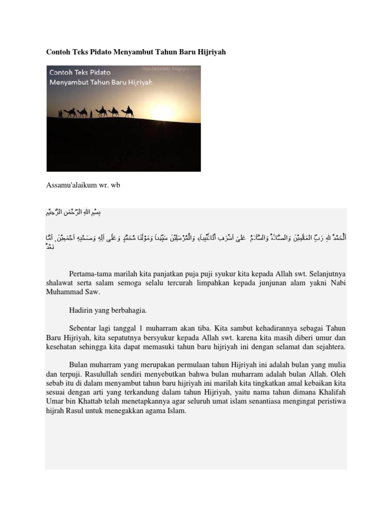 Contoh Teks Pidato Menyambut Tahun Baru Hijriyah 2