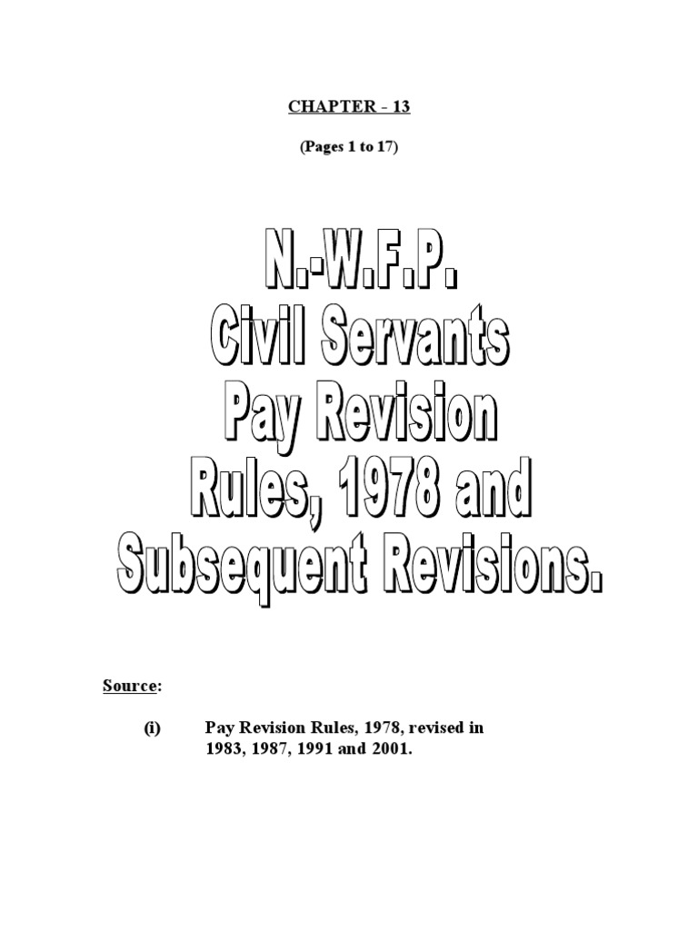 NWFP Civil Services Pay Revision Rules PDF Employee Benefits Pension