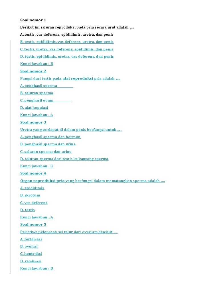 Soal Alat Reproduksi