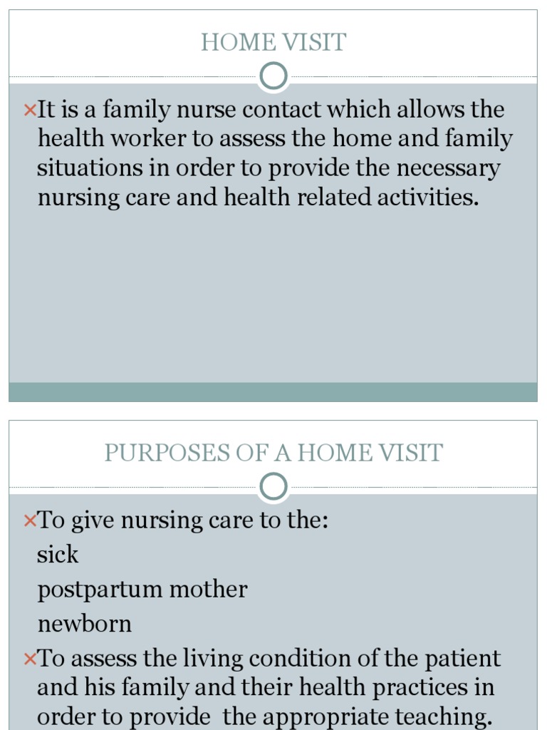 Home Visit and Bag Technique Allied | PDF | Public Health | Nursing