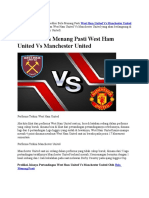 Prediksi Bola Menang Pasti West Ham United Vs Manchester United