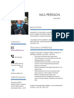 Nils Persson 2018 Teacher Resume