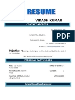 Contact Details and Resume of Vikash Kumar