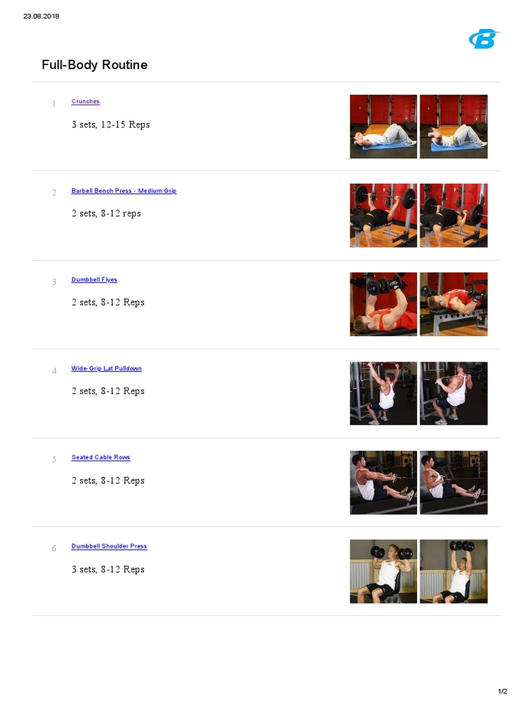 Full-Body Rout Ne: 3 Sets, 12-15 Reps | PDF | Science & Mathematics ...
