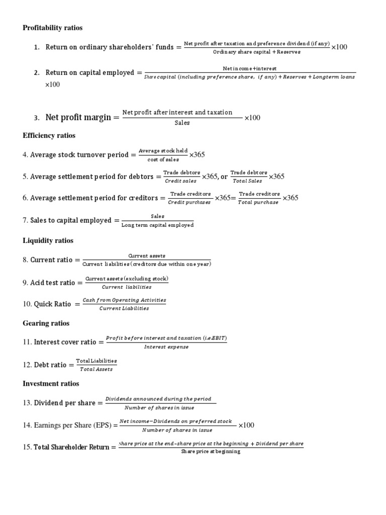 Selected Ratios DOCS | PDF | Stocks | Dividend