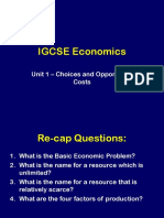 IGCSE Economics: Unit 1 - Choices and Opportunity Costs