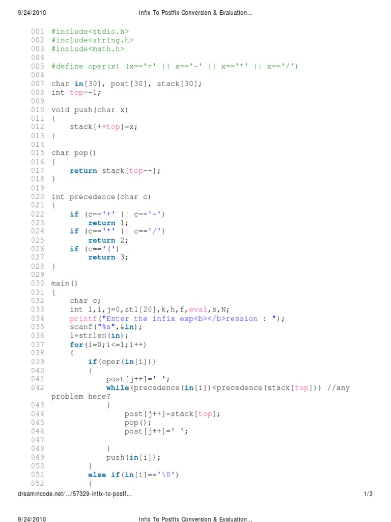 Infix to Postfix Conversion in C | PDF | Computer Programming | Computing