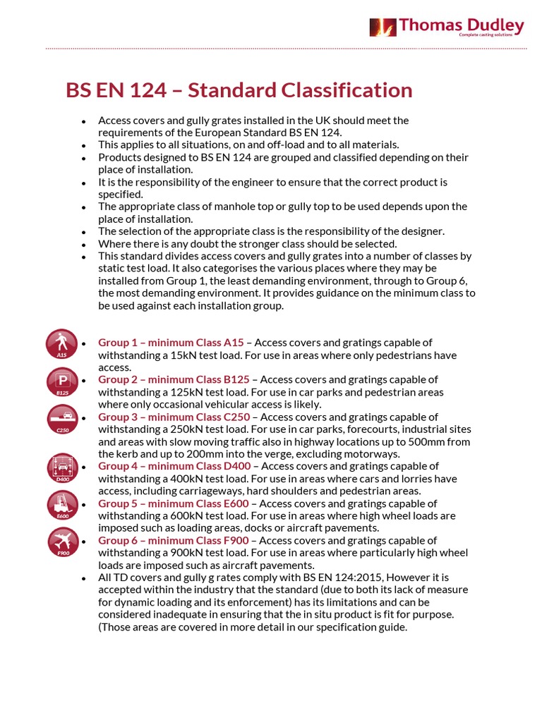 BS EN 124: Access Covers Classification | PDF | Traffic | Road