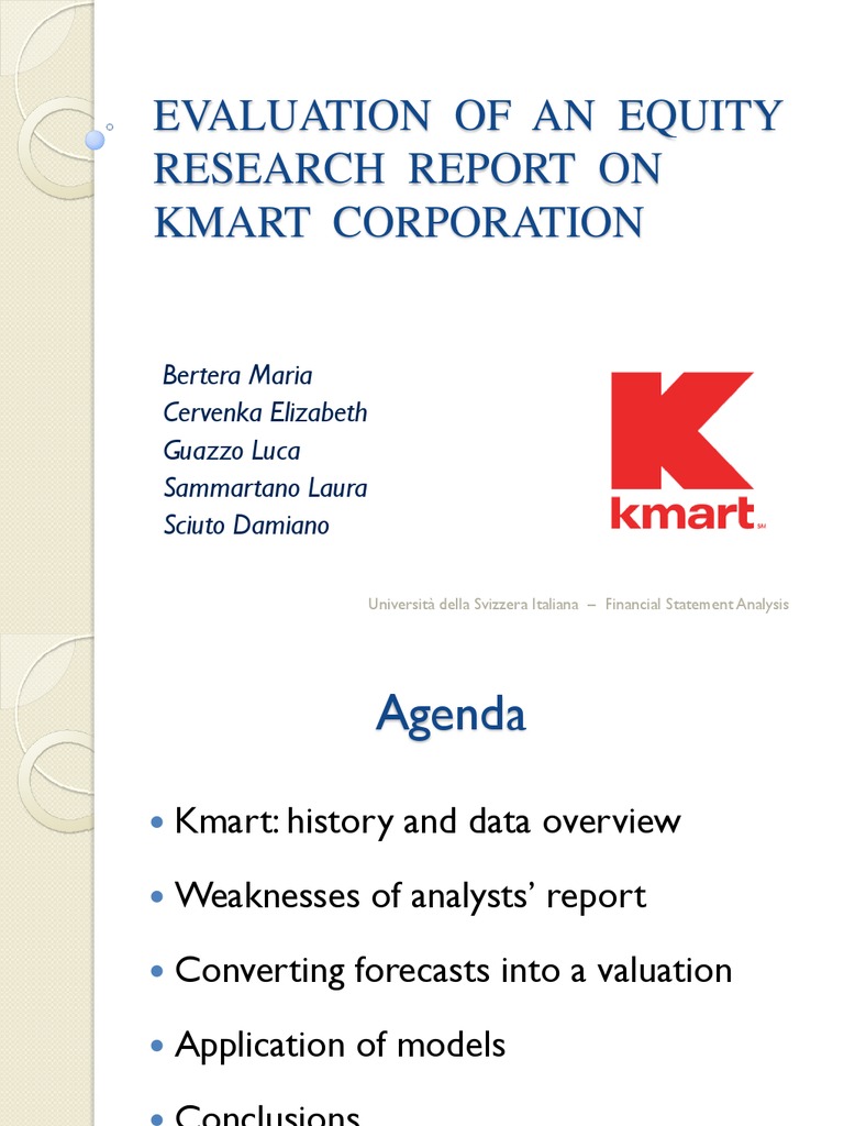Kmart Case PDF PriceEarnings Ratio Kmart